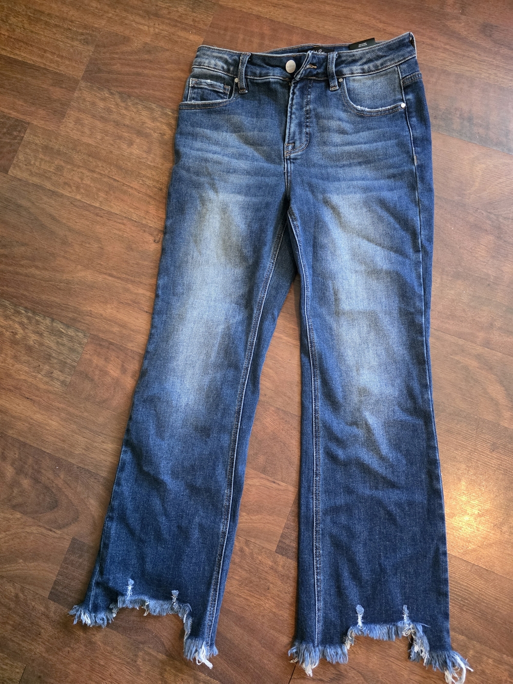 Dark Blue Distressed Hem Men's Jeans